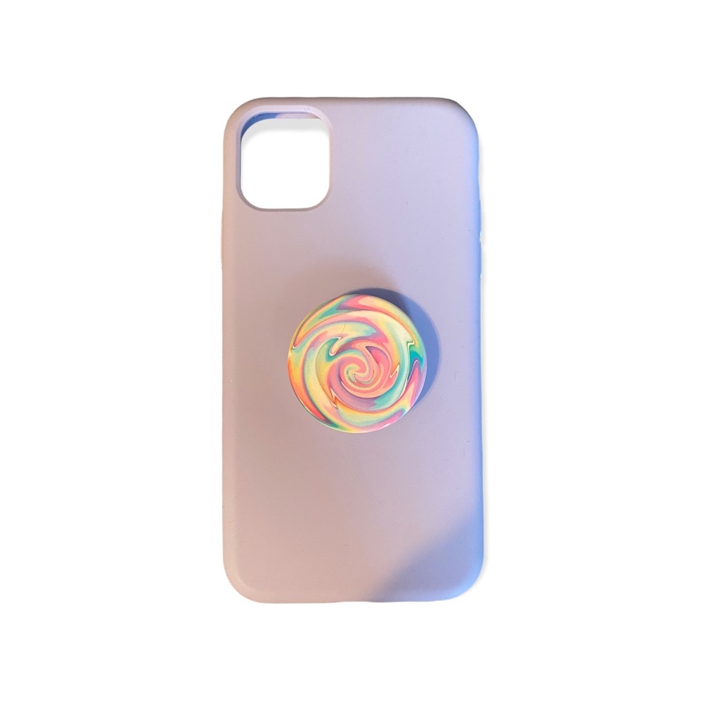 Silicone iPhone 11 Phone Case w/Popsocket